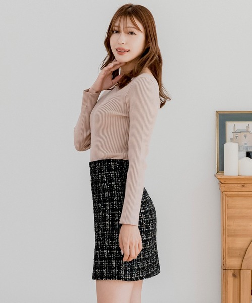 Julia Boutique（ジュリアブティック）の「ハイウエストツイードミニスカート（スカート・レディース・ブラック/ピンク・ONE）」の18枚目の写真