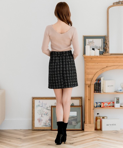 Julia Boutique（ジュリアブティック）の「ハイウエストツイードミニスカート（スカート・レディース・ブラック/ピンク・ONE）」の15枚目の写真