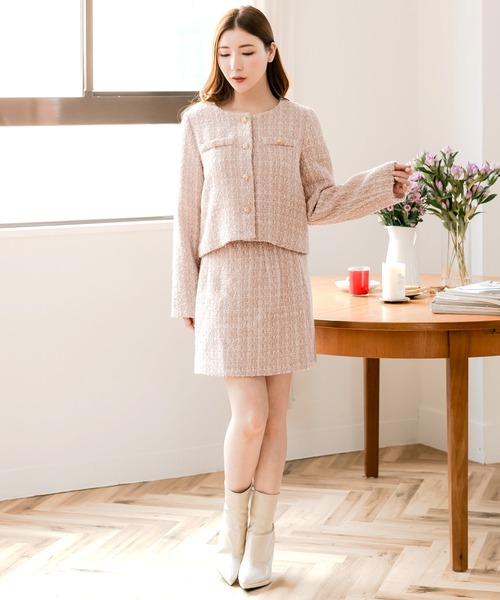 Julia Boutique（ジュリアブティック）の「ハイウエストツイードミニスカート（スカート・レディース・ブラック/ピンク・ONE）」の20枚目の写真