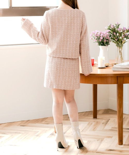 Julia Boutique（ジュリアブティック）の「ハイウエストツイードミニスカート（スカート・レディース・ブラック/ピンク・ONE）」の21枚目の写真