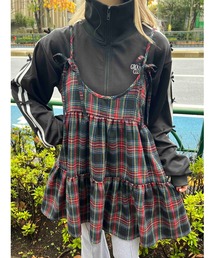 WC（ダブル シー）の「リボンセットチェックティアードミニワンピース（ワンピース）」