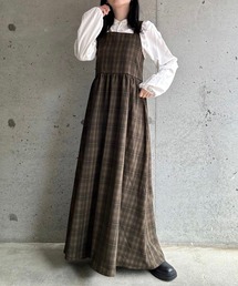 merrylatte | バックリボンチェックワンピース(ワンピース)