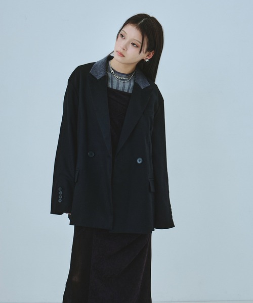 UNITED TOKYO（ユナイテッドトウキョウ）の「【残りわずか！】ラペルポイントテーラードジャケット｜春服（テーラードジャケット・レディース・カーキ/ブラック・FREE）」の4枚目の写真