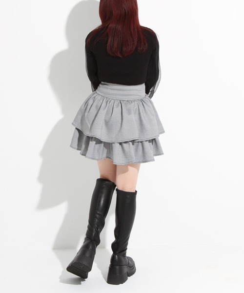 DearMyLoveWhip(ディアマイラブホイップ)の「【大きいサイズ】レースアップコルセットティアードミニスカート(スカート・レディース・ブラック/グレー/オフホワイト/ボルドー/ブラック系その他・4L/5L/6L)」の12枚目の写真