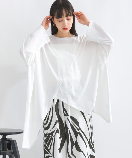 terrace(テラス)の「アシメツギハギドルマンカットソー(Tシャツ/カットソー・レディース・オフホワイト/ブルー/ブラック/グレー・MEDIUM)」の2枚目の写真