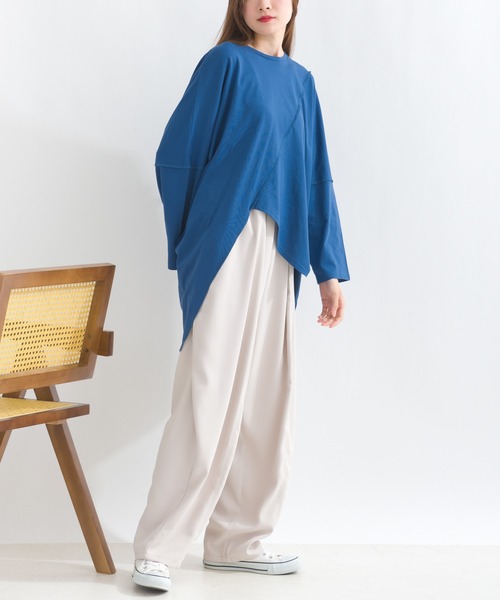 terrace(テラス)の「アシメツギハギドルマンカットソー(Tシャツ/カットソー・レディース・オフホワイト/ブルー/ブラック/グレー・MEDIUM)」の17枚目の写真