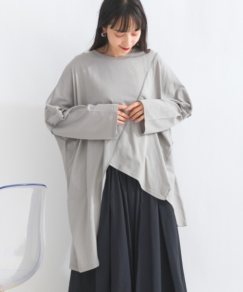 terrace(テラス)の「アシメツギハギドルマンカットソー(Tシャツ/カットソー・レディース・オフホワイト/ブルー/ブラック/グレー・MEDIUM)」の10枚目の写真