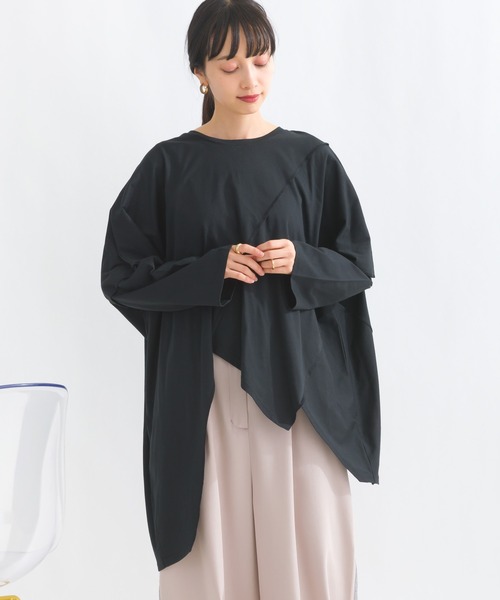 terrace(テラス)の「アシメツギハギドルマンカットソー(Tシャツ/カットソー・レディース・オフホワイト/ブルー/ブラック/グレー・MEDIUM)」の9枚目の写真