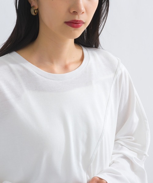 terrace(テラス)の「アシメツギハギドルマンカットソー(Tシャツ/カットソー・レディース・オフホワイト/ブルー/ブラック/グレー・MEDIUM)」の19枚目の写真