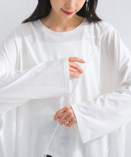 terrace(テラス)の「アシメツギハギドルマンカットソー(Tシャツ/カットソー・レディース・オフホワイト/ブルー/ブラック/グレー・MEDIUM)」の20枚目の写真