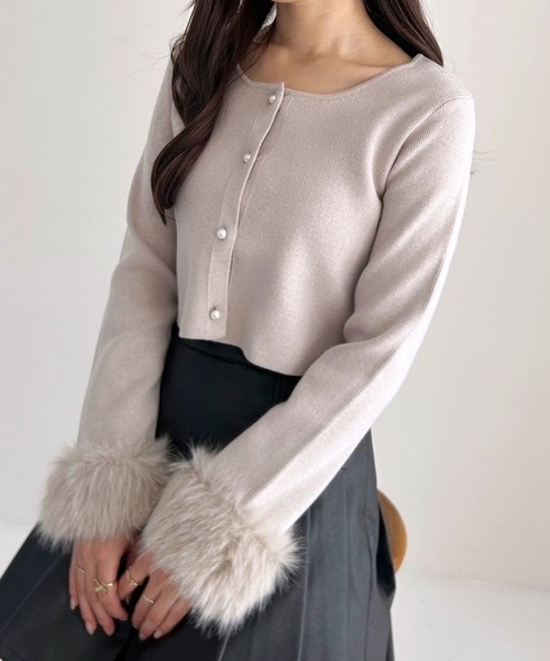 Heather(ヘザー)の「ファースリーブカーディガン 283915(カーディガン/ボレロ・レディース・ブラック/アイボリー/グレイッシュベージュ・FREE)」の14枚目の写真