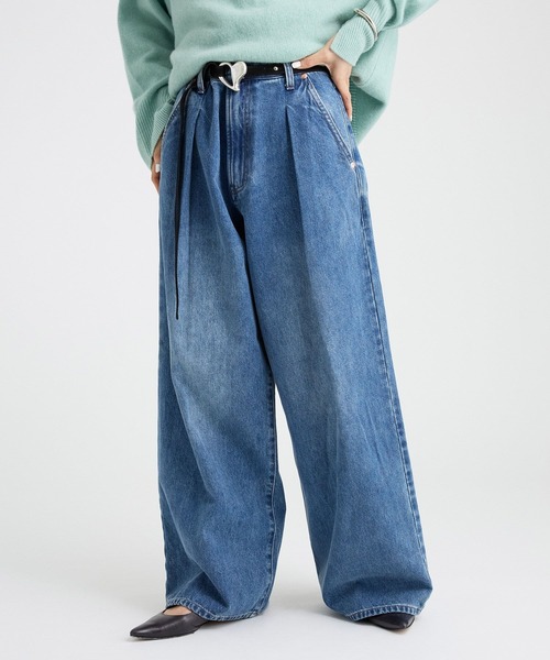 【新品】バビロンbabyloneデニムタックパンツ38 新品】バビロンbabyloneデニムタックパンツ38