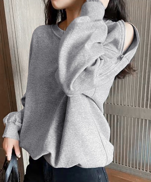 Miniministore(ミニミニストア)の「トレーナー オープンショルダー 無地(Tシャツ/カットソー・レディース・グレー/ホワイト/ブラック・FREE)」の3枚目の写真