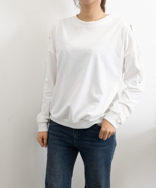 Miniministore(ミニミニストア)の「トレーナー オープンショルダー 無地(Tシャツ/カットソー・レディース・グレー/ホワイト/ブラック・FREE)」の1枚目の写真