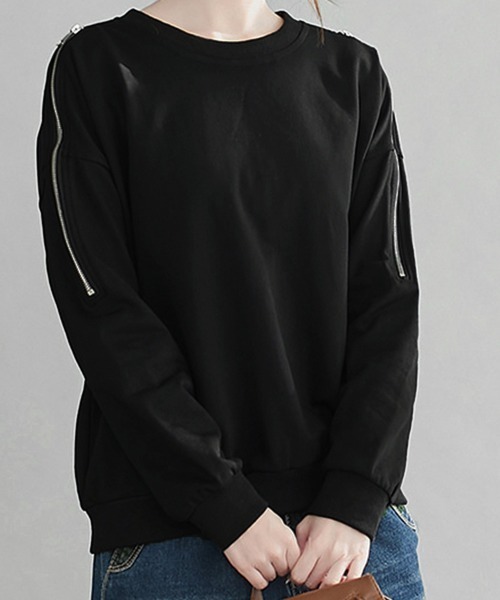Miniministore(ミニミニストア)の「トレーナー オープンショルダー 無地(Tシャツ/カットソー・レディース・グレー/ホワイト/ブラック・FREE)」の7枚目の写真
