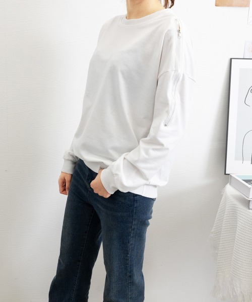 Miniministore(ミニミニストア)の「トレーナー オープンショルダー 無地(Tシャツ/カットソー・レディース・グレー/ホワイト/ブラック・FREE)」の11枚目の写真
