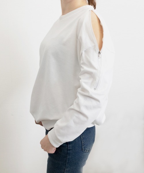 Miniministore(ミニミニストア)の「トレーナー オープンショルダー 無地(Tシャツ/カットソー・レディース・グレー/ホワイト/ブラック・FREE)」の12枚目の写真