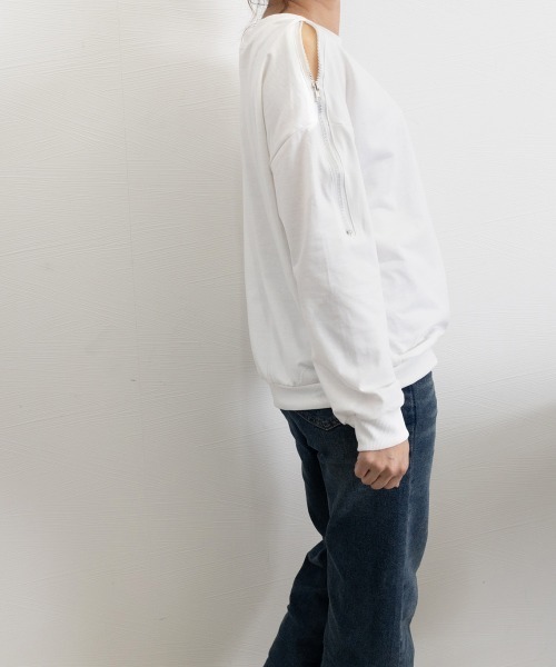 Miniministore(ミニミニストア)の「トレーナー オープンショルダー 無地(Tシャツ/カットソー・レディース・グレー/ホワイト/ブラック・FREE)」の13枚目の写真