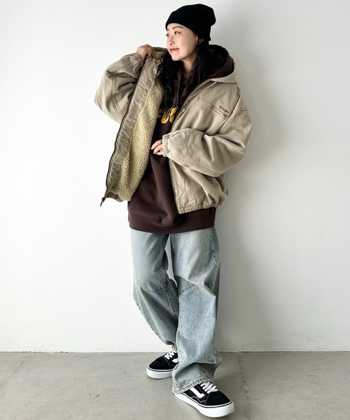 HUF(ハフ)の「HUF(ハフ)/WHAT A JUNGLE DENIM WORK JACKET/ルーズフィット ワーク フーデットジャケット デニムジャケット(パーカー・レディース・グリーン/ベージュ・XXL/XL/L/M)」の16枚目の写真