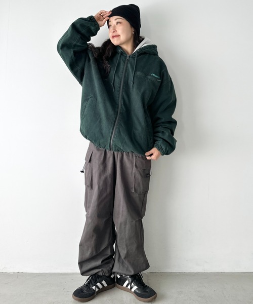 HUF(ハフ)/ルーズフィット ワーク フーデットジャケット デニムジャケット セール】HUF(ハフ)/WHAT A JUNGLE DENIM WORK JACKET/ルーズフィット