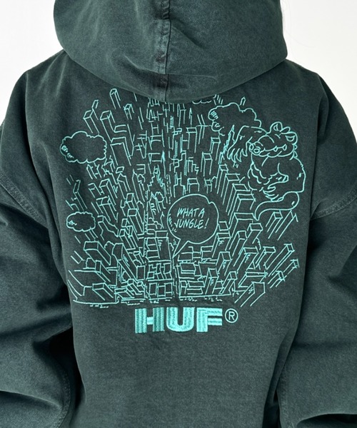 HUF(ハフ)の「HUF(ハフ)/WHAT A JUNGLE DENIM WORK JACKET/ルーズフィット ワーク フーデットジャケット デニムジャケット(パーカー・レディース・グリーン/ベージュ・XXL/XL/L/M)」の20枚目の写真