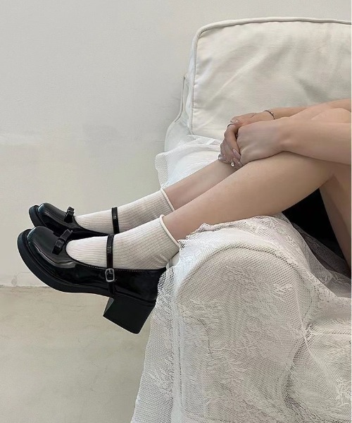 SHEPP(シープ)の「リボン付きストラップメリージェーン厚底ヒールパンプス(パンプス・レディース・ブラック/ブラウン・L/M/S)」の4枚目の写真