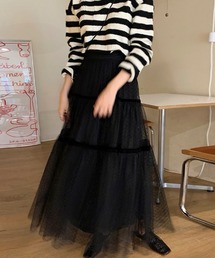 ドット柄チュールシアースカート