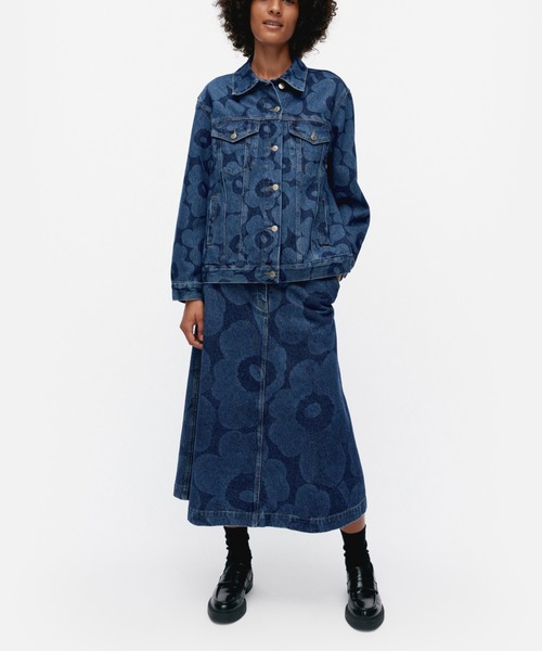 marimekko 花柄デニムジャケット S marimekko】Maridenim Murros Unikko デニム ジャケット