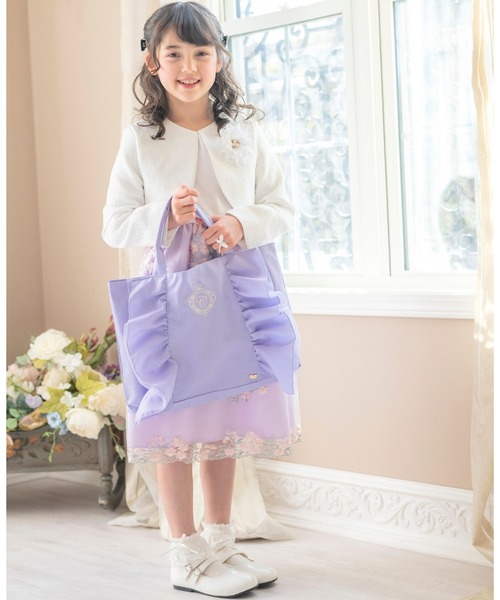 Catherine Cottage(キャサリンコテージ)の「ロゴ刺繍フリルレッスンバッグ(トートバッグ・キッズ・ピンク/ブラウン/ライラック/ネイビー/グレー・FREE)」の13枚目の写真