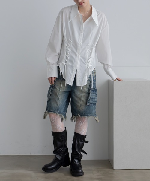 VACANCY(ヴァカンシー)の「ヴィンテージライクハーフデニムパンツ(デニムパンツ・レディース・ブルー・LARGE/MEDIUM)」の4枚目の写真