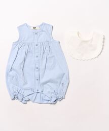 リボンスタイ取外し　前明きロンパース(70-80)