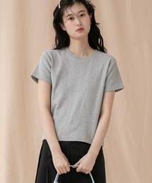 コンパクトTシャツカットソー/シンプル ノームコア ホワイト ブラック グレー カットソー 白T 韓国