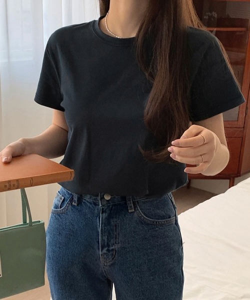 HEILIS（ヘイリス）の「コンパクトＴシャツカットソー/シンプル ノームコア ホワイト ブラック グレー カットソー 白T 韓国（Tシャツ/カットソー・レディース・ブラック/ホワイト/グレー・FREE）」の3枚目の写真