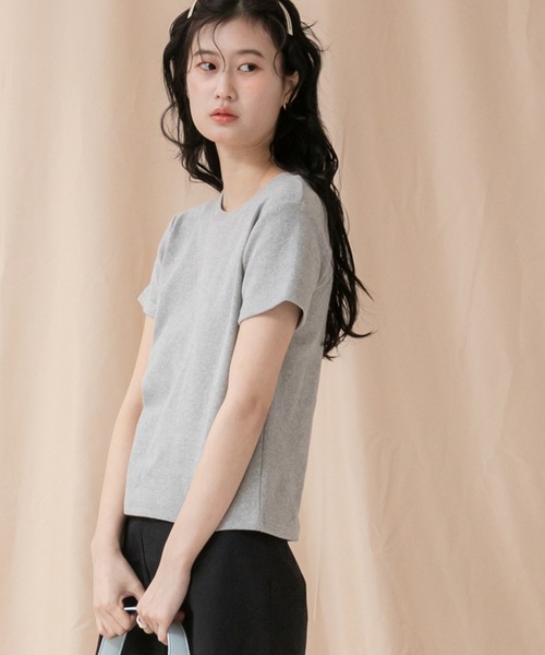 HEILIS（ヘイリス）の「コンパクトＴシャツカットソー/シンプル ノームコア ホワイト ブラック グレー カットソー 白T 韓国（Tシャツ/カットソー・レディース・ブラック/ホワイト/グレー・FREE）」の13枚目の写真