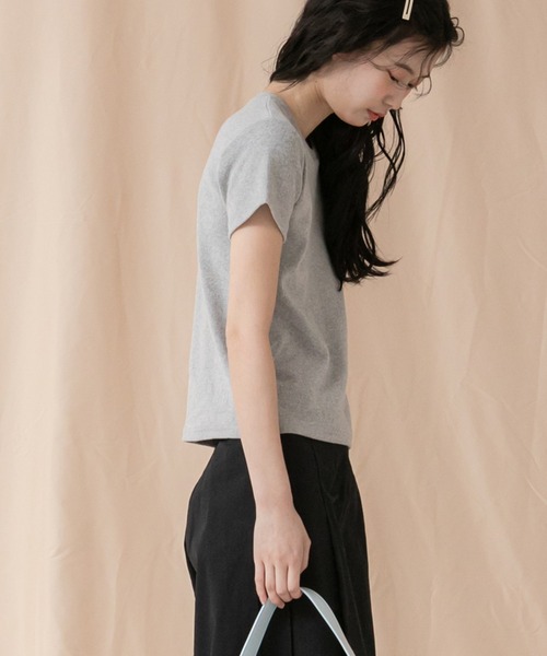 HEILIS（ヘイリス）の「コンパクトＴシャツカットソー/シンプル ノームコア ホワイト ブラック グレー カットソー 白T 韓国（Tシャツ/カットソー・レディース・ブラック/ホワイト/グレー・FREE）」の14枚目の写真