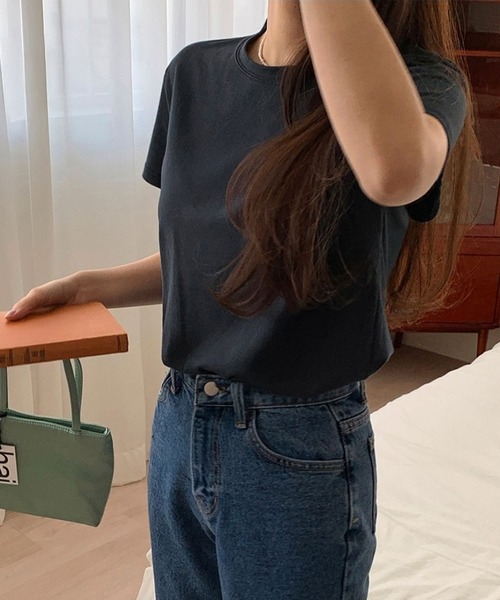 HEILIS（ヘイリス）の「コンパクトＴシャツカットソー/シンプル ノームコア ホワイト ブラック グレー カットソー 白T 韓国（Tシャツ/カットソー・レディース・ブラック/ホワイト/グレー・FREE）」の4枚目の写真