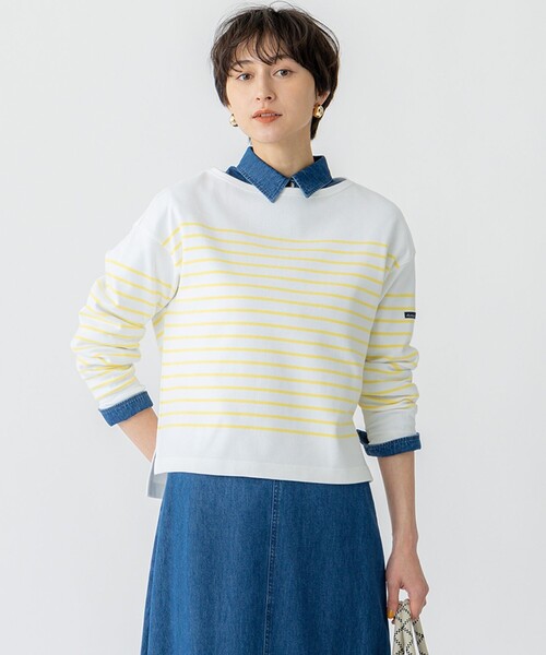 23区 L(ニジュウサンクオオキイサイズ)の「【洗える】Armor-lux スムース パネルボーダー カットソー(Tシャツ/カットソー・レディース・ベージュ系2/ライトイエロー系1/パイングリーン系1/レッド系1・44/46)」の3枚目の写真