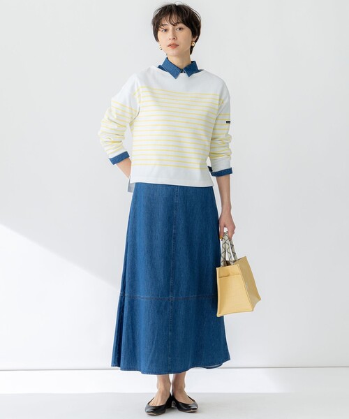 23区 L(ニジュウサンクオオキイサイズ)の「【洗える】Armor-lux スムース パネルボーダー カットソー(Tシャツ/カットソー・レディース・ベージュ系2/ライトイエロー系1/パイングリーン系1/レッド系1・44/46)」の13枚目の写真