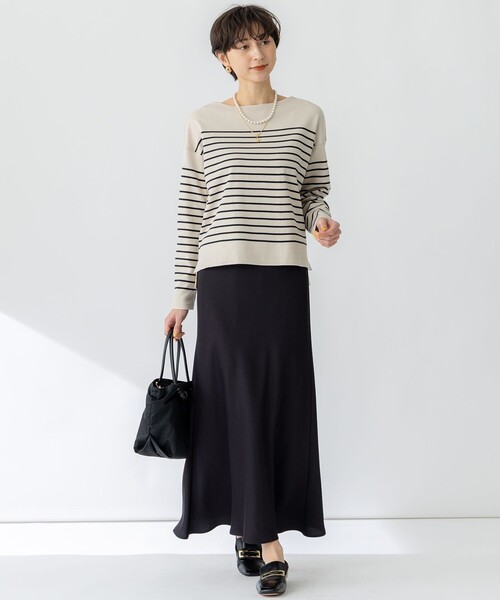 23区 L(ニジュウサンクオオキイサイズ)の「【洗える】Armor-lux スムース パネルボーダー カットソー(Tシャツ/カットソー・レディース・ベージュ系2/ライトイエロー系1/パイングリーン系1/レッド系1・44/46)」の18枚目の写真