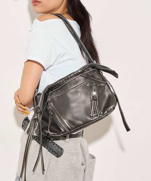 WHO'S WHO gallery（フーズフーギャラリー）の「ヴィンテージジップバッグ（ショルダーバッグ・レディース・グレー/ブラック・FREE）」の9枚目の写真