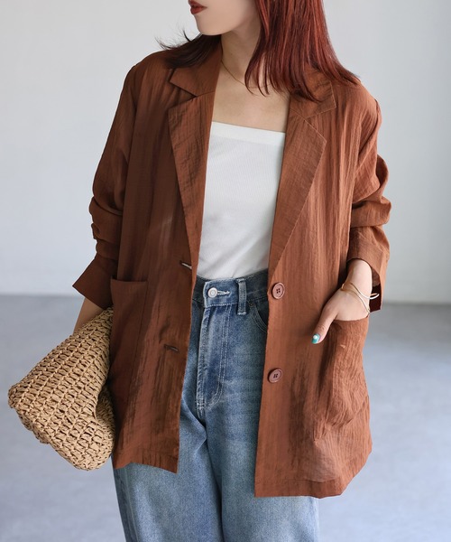 セール】シアーシャツジャケット（テーラードジャケット