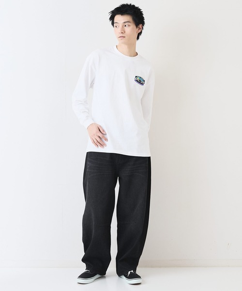 ragged mountain(ラギットマウンテン)の「【RAGGED MOUNTAIN/ラギットマウンテン】ワンポイントロゴプリントロンT(Tシャツ/カットソー・メンズ・グレイッシュブルー/ベージュ/ホワイト/ブラック・X-LARGE/LARGE/MEDIUM)」の6枚目の写真