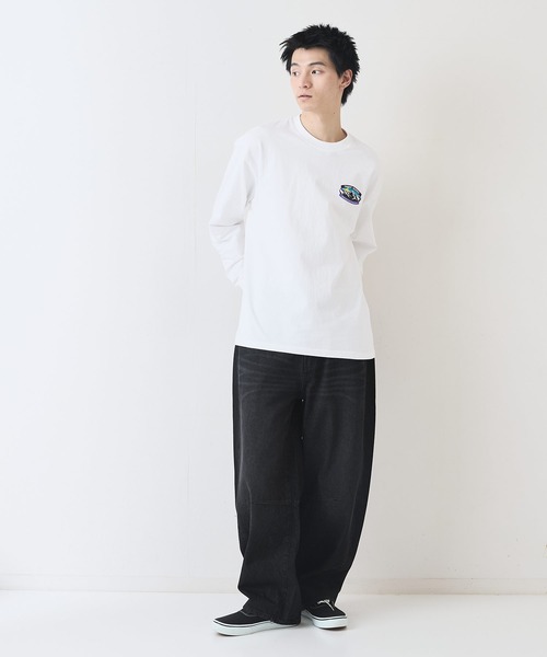 ragged mountain(ラギットマウンテン)の「【RAGGED MOUNTAIN/ラギットマウンテン】ワンポイントロゴプリントロンT(Tシャツ/カットソー・メンズ・グレイッシュブルー/ベージュ/ホワイト/ブラック・X-LARGE/LARGE/MEDIUM)」の5枚目の写真