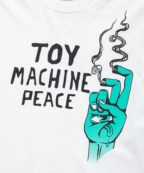 TOY　MACHINE（トイ　マシーン）の「TM PEACE LONG TEE（Tシャツ/カットソー・メンズ・ホワイト/サンドベージュ・M/L/XL）」の5枚目の写真