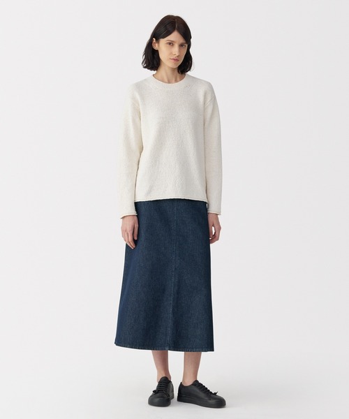 MUJI Labo(ムジラボ)の「〔MUJI Labo〕婦人 和紙混デニムスカート(デニムスカート・レディース・ダークネイビー・24inch/25inch/26inch/27inch)」の1枚目の写真