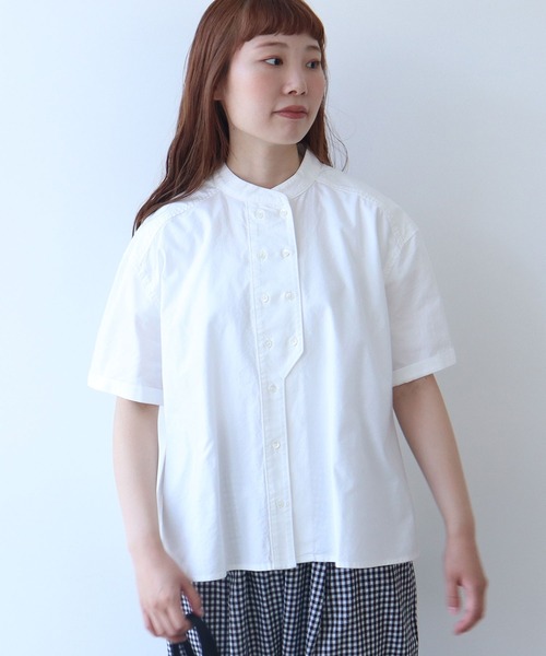 ビュルデサボン　△オックス コック半袖ブラウス　シロ △オックス コック半袖ブラウス（シャツ/ブラウス）｜bulle de