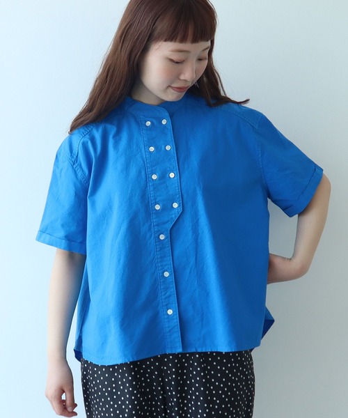 bulle de savon（ビュルデサボン）の「△オックス コック半袖ブラウス（シャツ/ブラウス・レディース・ストライプ/その他/ブルー/レッド/ホワイト/ブラック・FREE）」の4枚目の写真