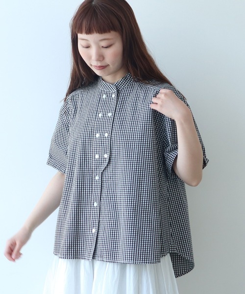 bulle de savon（ビュルデサボン）の「△オックス コック半袖ブラウス（シャツ/ブラウス・レディース・ストライプ/その他/ブルー/レッド/ホワイト/ブラック・FREE）」の5枚目の写真