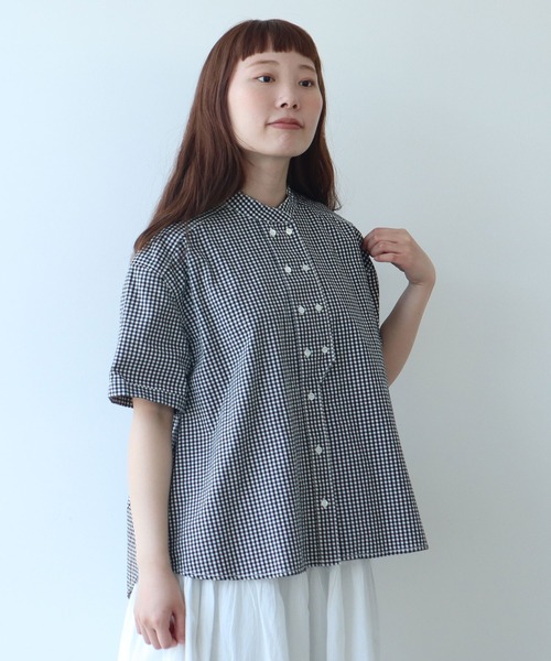 bulle de savon（ビュルデサボン）の「△オックス コック半袖ブラウス（シャツ/ブラウス・レディース・ストライプ/その他/ブルー/レッド/ホワイト/ブラック・FREE）」の17枚目の写真