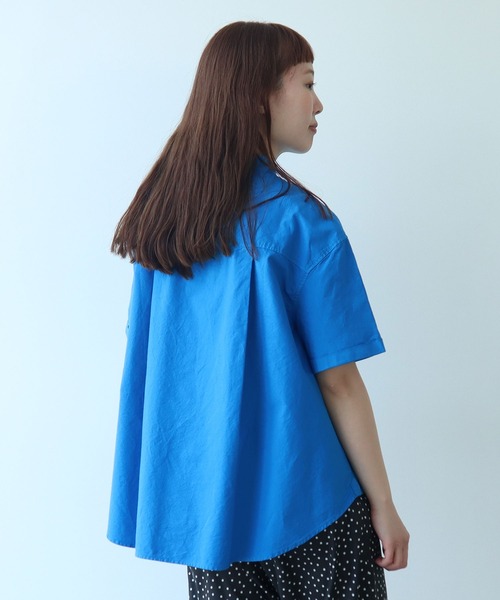 bulle de savon（ビュルデサボン）の「△オックス コック半袖ブラウス（シャツ/ブラウス・レディース・ストライプ/その他/ブルー/レッド/ホワイト/ブラック・FREE）」の8枚目の写真